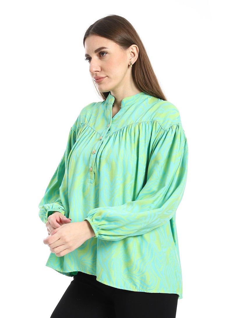 Coctail 5639-satin blouse-light green - Image 2