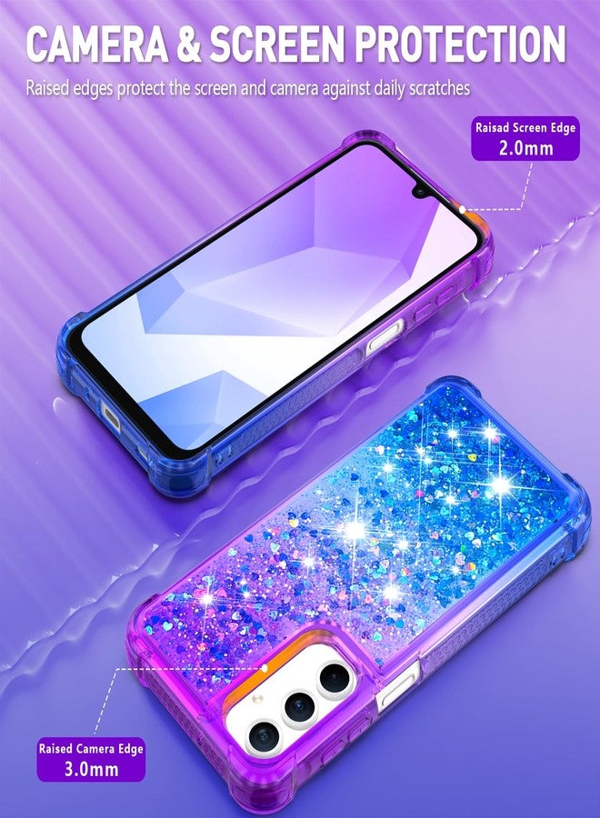 CAIYUNL for Samsung Galaxy A15 5G Case with Screen Protector, Women Girls Glitter Bling Liquid Floating Cute Phone Case Soft TPU Slim Silicone Shockproof Protective for Samsung A15 5G - Blue Purple - Image 3