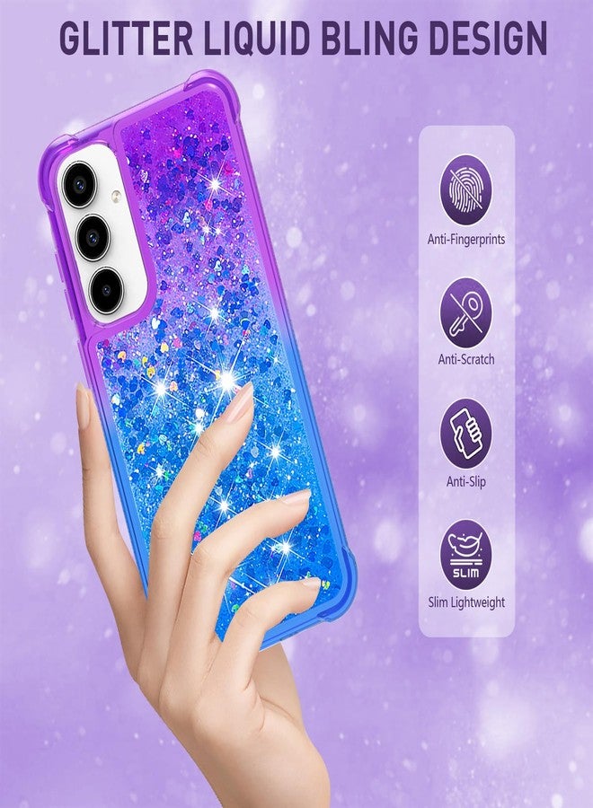 CAIYUNL for Samsung Galaxy A15 5G Case with Screen Protector, Women Girls Glitter Bling Liquid Floating Cute Phone Case Soft TPU Slim Silicone Shockproof Protective for Samsung A15 5G - Blue Purple - Image 5