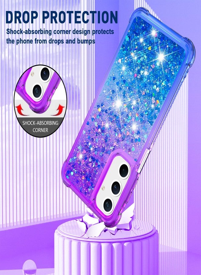 CAIYUNL for Samsung Galaxy A15 5G Case with Screen Protector, Women Girls Glitter Bling Liquid Floating Cute Phone Case Soft TPU Slim Silicone Shockproof Protective for Samsung A15 5G - Blue Purple - Image 4