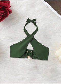 Women Small Size Swimsuit Cross Swimwear Bikinis Set Metal Connected Bathing Suit Bikini Strap Solid Split High Waist Bikini Swimwear Army Green / S (Bust 72-80/Waist 60-66/Hip 78-86) - pzsku/Z46CF2C1302B04EC75596Z/45/_/1704873555/65eca944-5c47-4409-a2b1-d8bf1c9aee57