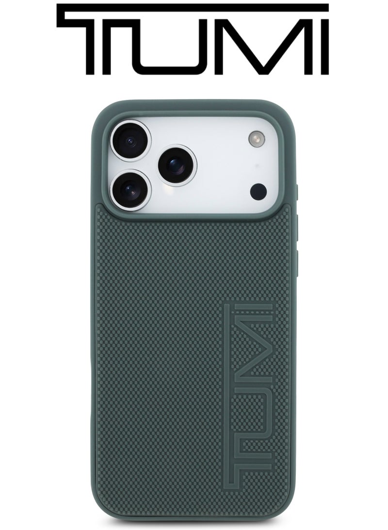 CG MOBILE Leather iPhone 17 Pro Max case. Strong shockproof to protect your phone phone case. Velvet-lined iPhone 17 Pro Max case. Elegant French-designed iphone 17 pro max back cover certified in partnership with TUMI and CG MOBILE. Dark Green - Image 1