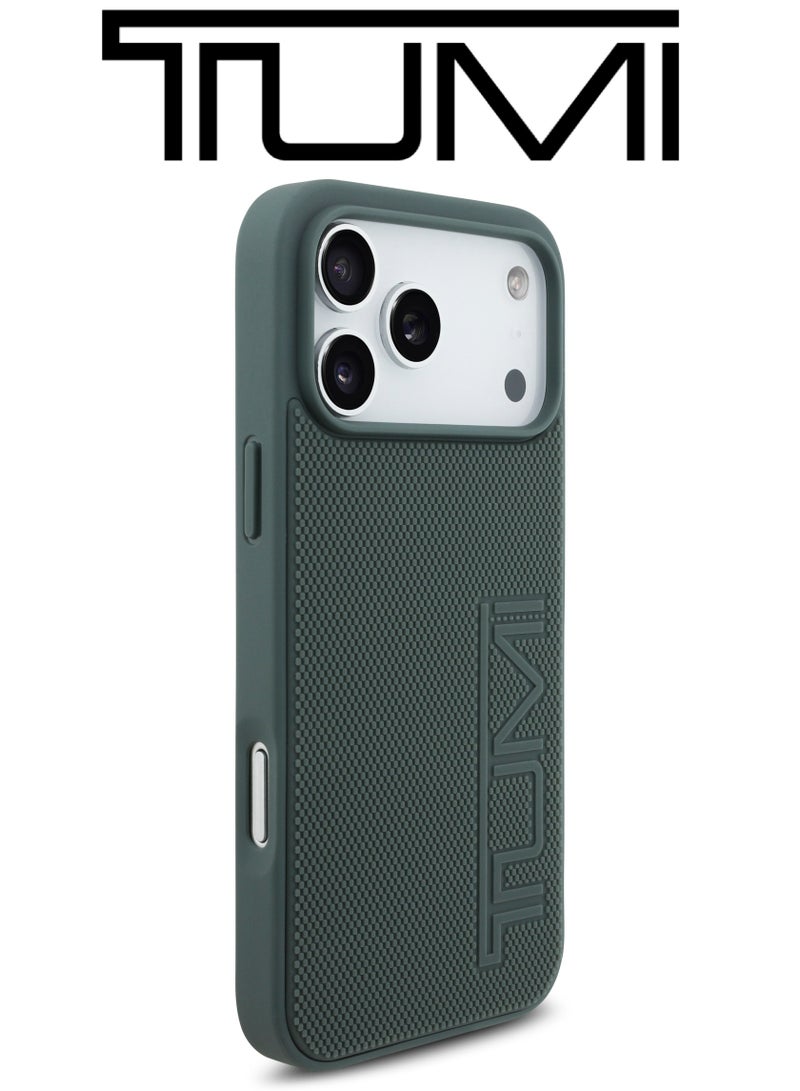 CG MOBILE Leather iPhone 17 Pro Max case. Strong shockproof to protect your phone phone case. Velvet-lined iPhone 17 Pro Max case. Elegant French-designed iphone 17 pro max back cover certified in partnership with TUMI and CG MOBILE. Dark Green - Image 3
