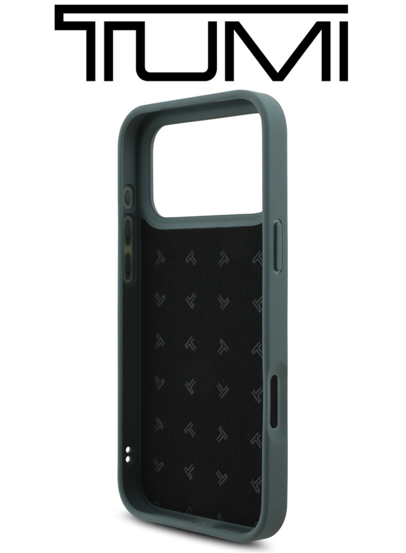 CG MOBILE Leather iPhone 17 Pro Max case. Strong shockproof to protect your phone phone case. Velvet-lined iPhone 17 Pro Max case. Elegant French-designed iphone 17 pro max back cover certified in partnership with TUMI and CG MOBILE. Dark Green - Image 4