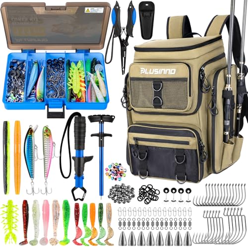 PLUSINNO Fishing Backpack with Tackle BoxesFishing Gear42L Waterproof tackle Backpack with Rod HoldersLuresToolsPliers Accessories Fishing Gifts for Men - Image 1