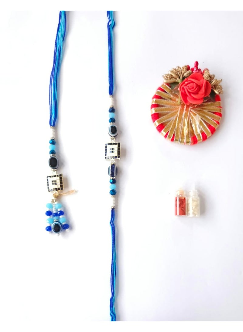 Shreeji Designer Bhai-Bhabhi Rakhi Set with Roli Chawal | Traditional Raksha Bandhan Gift Combo | Handcrafted Ethnic Rakhi for Brother & Sister-in-Law (Design 7)  - Image 4