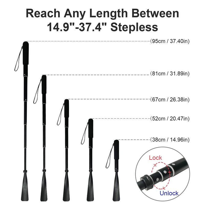 TriPro Shoe Horn Long Handle -15"-37" Telescopic Metal Shoe Horn Adjustable Length, Aluminum Alloy, Portable Long Handled Shoe Horn, Shoe Horn Long Handle For Seniors Men Women Kids - Image 2