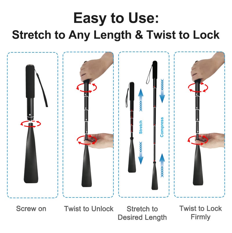TriPro Shoe Horn Long Handle -15"-37" Telescopic Metal Shoe Horn Adjustable Length, Aluminum Alloy, Portable Long Handled Shoe Horn, Shoe Horn Long Handle For Seniors Men Women Kids - Image 5