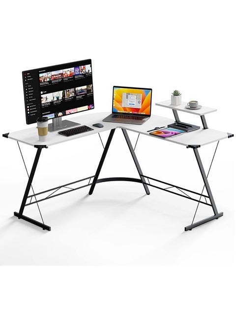 Computer Desk,L Shaped Gaming Desk,Computer Corner Desk with Monitor Stand,Home Office Desk,Easy Assembly(White)