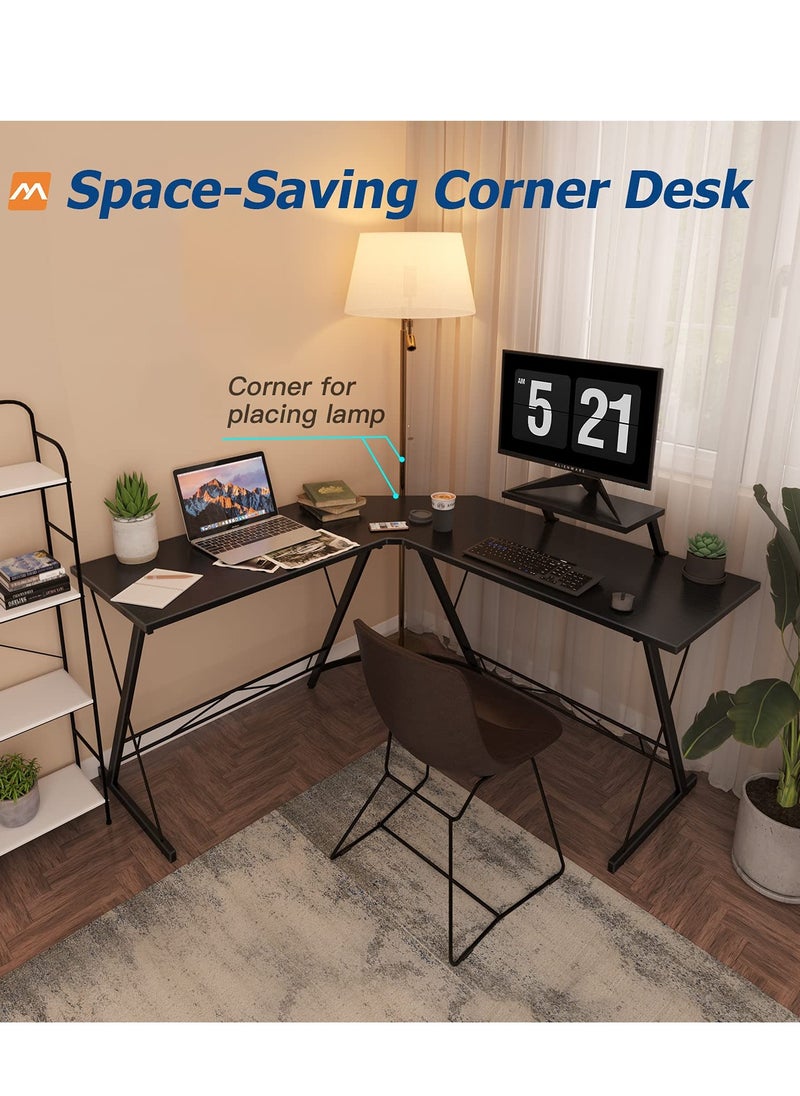 Golden - Computer Desk,L Shaped Gaming Desk,Computer Corner Desk with Monitor Stand,Home Office Desk,Easy Assembly(White) - Image 1