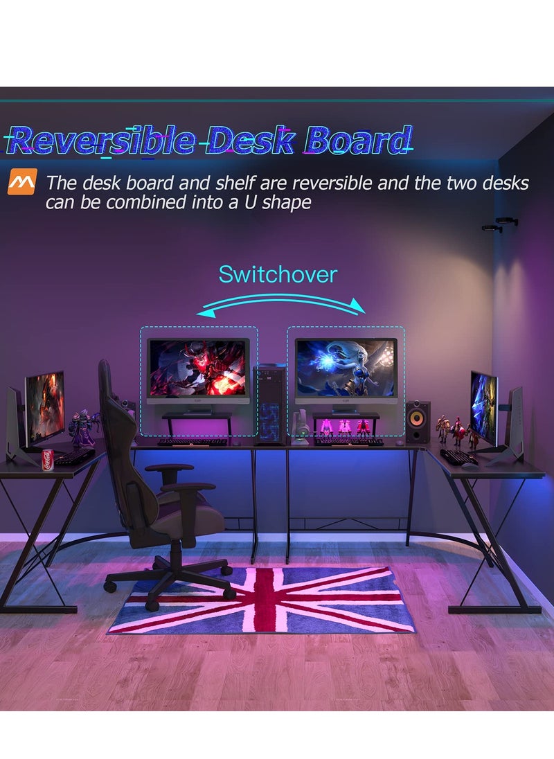 Golden - Computer Desk,L Shaped Gaming Desk,Computer Corner Desk with Monitor Stand,Home Office Desk,Easy Assembly(White) - Image 1