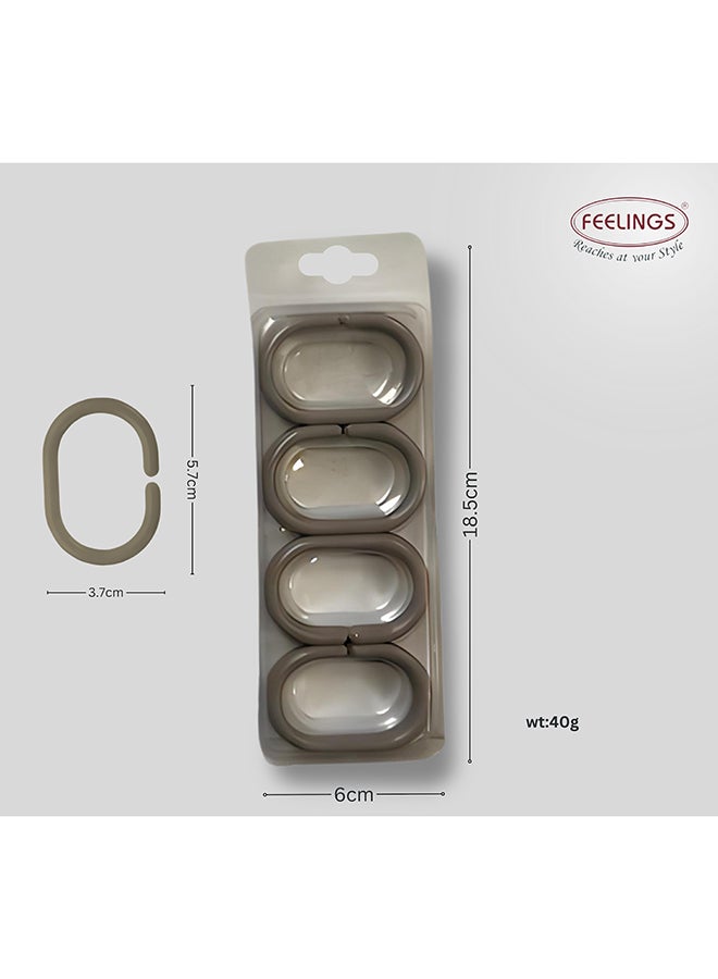 Feelings Feelings Bath Shower Curtain Ring Sand Beige 12Pcs  - Image 5