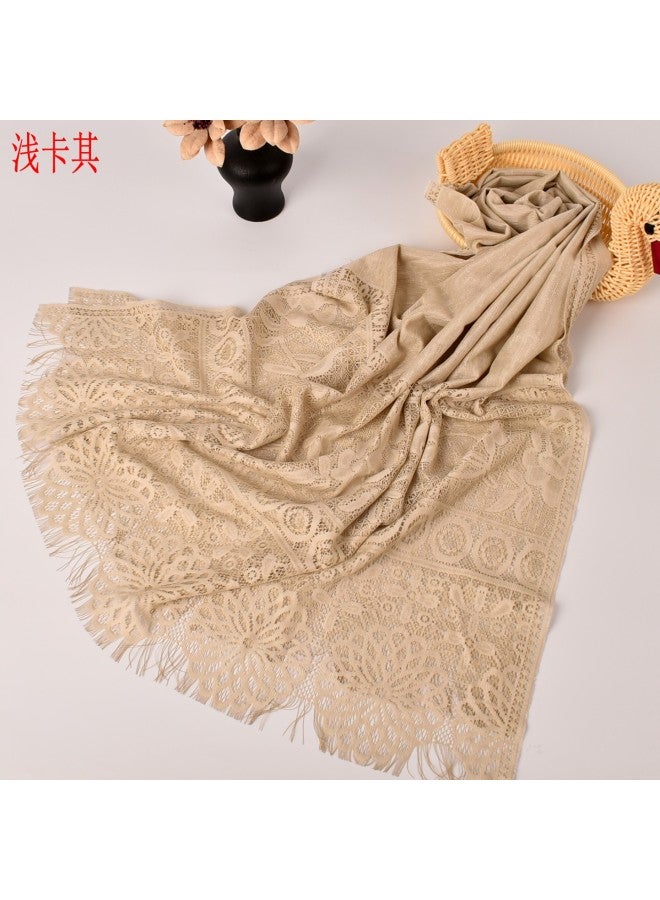 Scarf Plain Pure Color Circle Flower Scarf Malaysian Headscarf