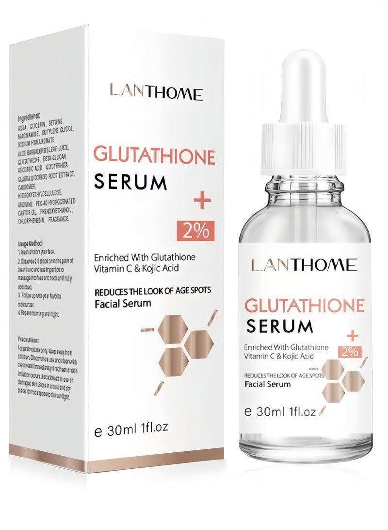 Lanthome Glutathione Serum, Glutathione White Serum, Enriched with Glutathione Vitamin C& Kojic Acid, Hydrating Moisturizing Brightening Skin Reduces Fine Lines & Wrinkles, Dark Spot Remover Face Serum - Image 1