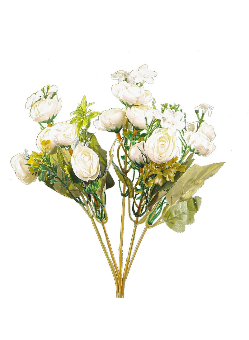 Huitich Petite Bloom: Mini Artificial Peony Flowers Bouquet White  - Image 1