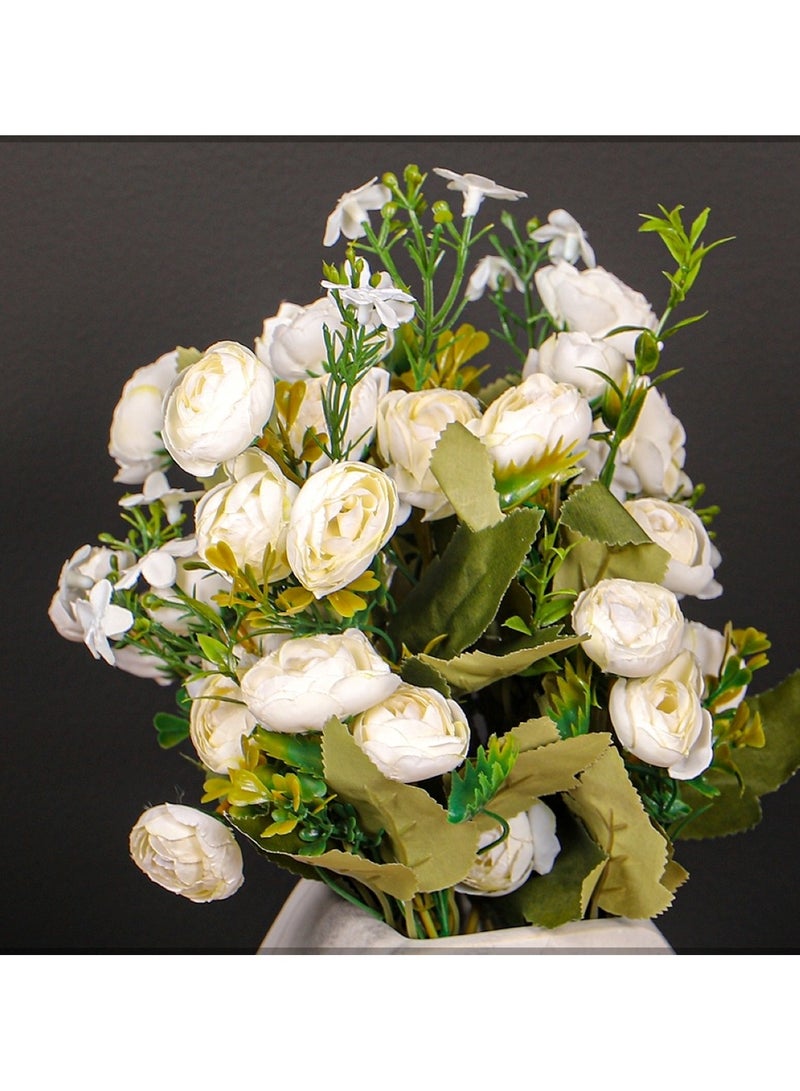 Huitich Petite Bloom: Mini Artificial Peony Flowers Bouquet White  - Image 2