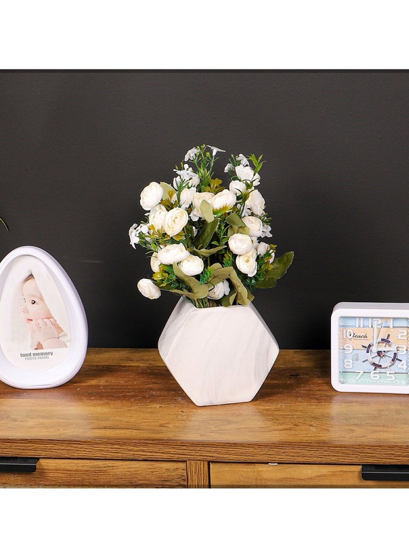 Huitich Petite Bloom: Mini Artificial Peony Flowers Bouquet White  - Image 4