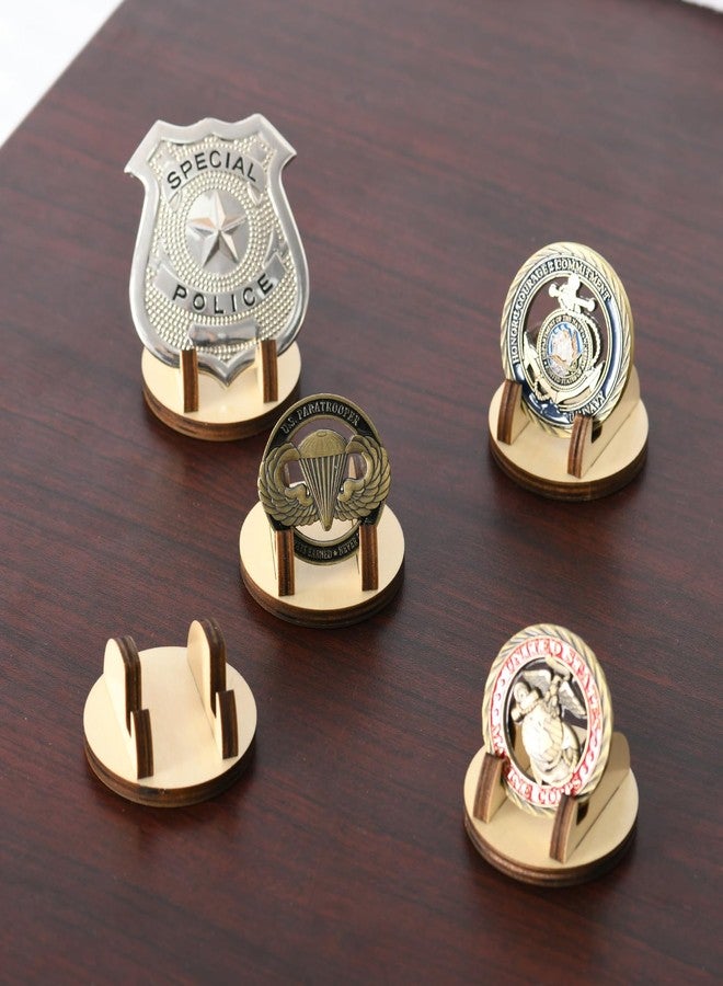 Homakover Wood Challenge Coin Holder (5 Pack), Military Coin Display Stand, Shelf Top Coin Holder for Veterans and Collectors, Token Medallion Holder, Holder for 1.5-4.9 inches Coins - Image 4