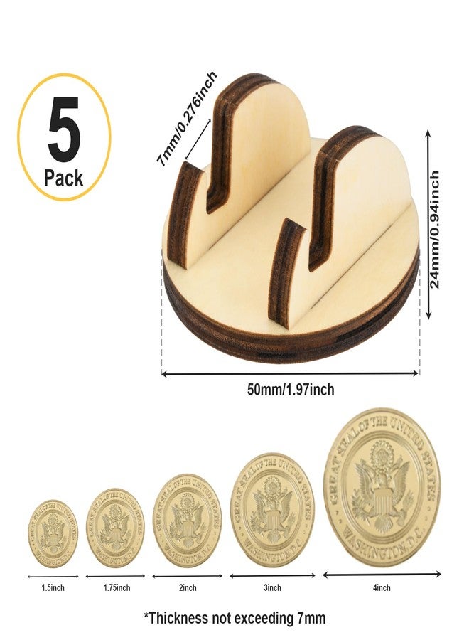 Homakover Wood Challenge Coin Holder (5 Pack), Military Coin Display Stand, Shelf Top Coin Holder for Veterans and Collectors, Token Medallion Holder, Holder for 1.5-4.9 inches Coins - Image 2