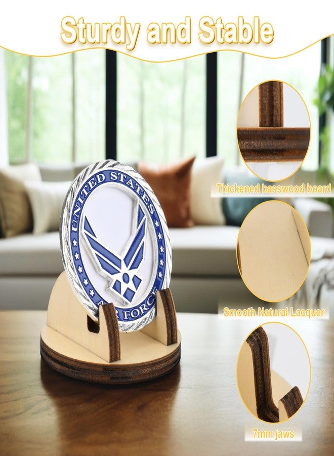 Homakover Wood Challenge Coin Holder (5 Pack), Military Coin Display Stand, Shelf Top Coin Holder for Veterans and Collectors, Token Medallion Holder, Holder for 1.5-4.9 inches Coins - Image 3