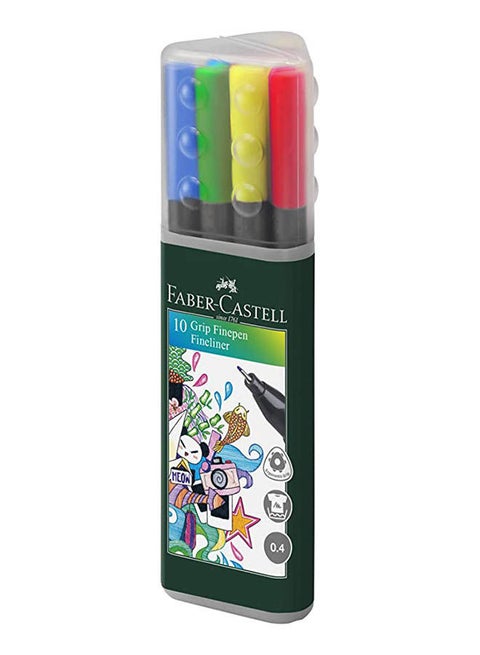 FABER-CASTELL  Grip Fine Pen 0 4Mm Plastic Tube Of 10 Color