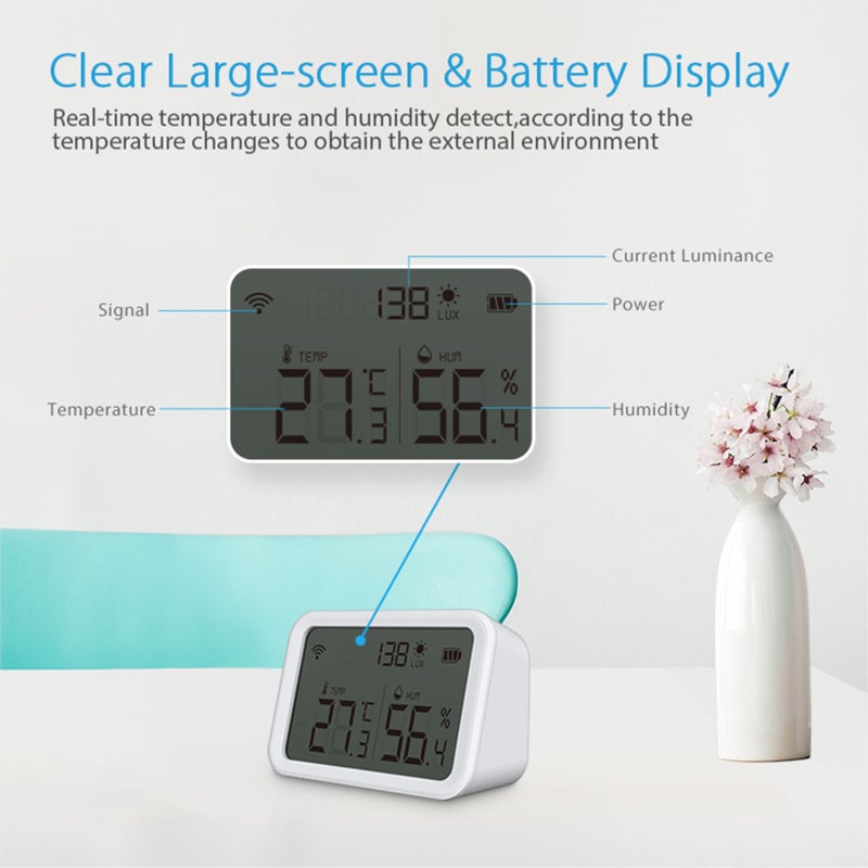NEO Coolcam Tuya WiFi Smart Temperature and Humidity Sensor Luminance Detector Indoor Hygrometer Thermometer with LCD display - Image 2