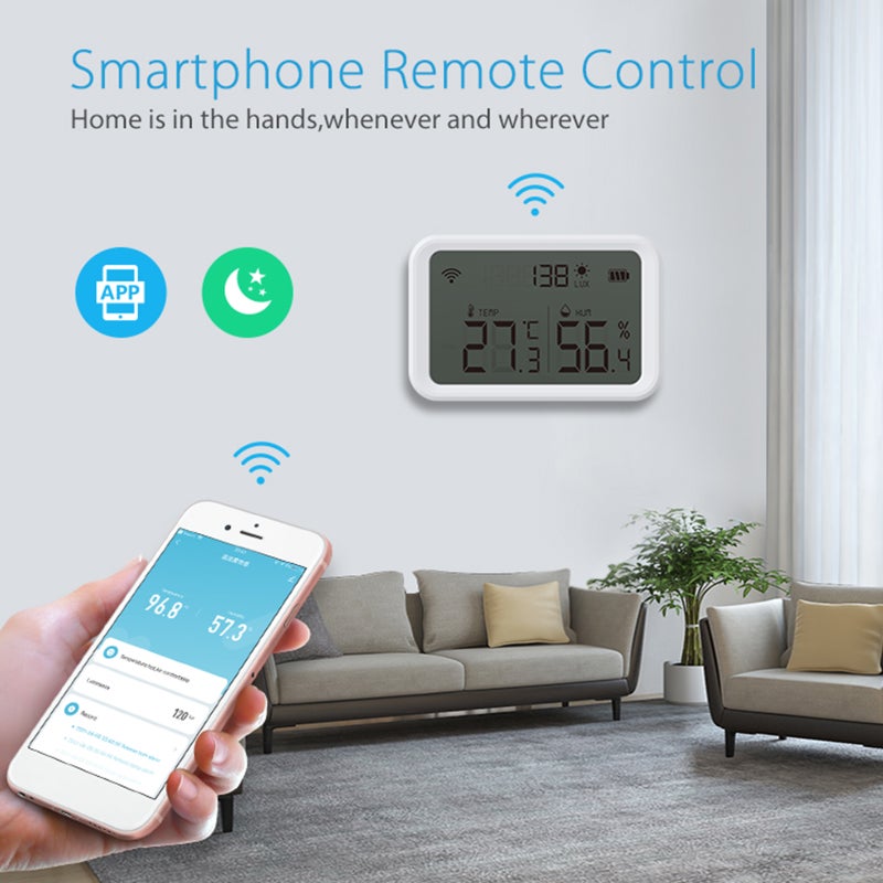 NEO Coolcam Tuya WiFi Smart Temperature and Humidity Sensor Luminance Detector Indoor Hygrometer Thermometer with LCD display - Image 5