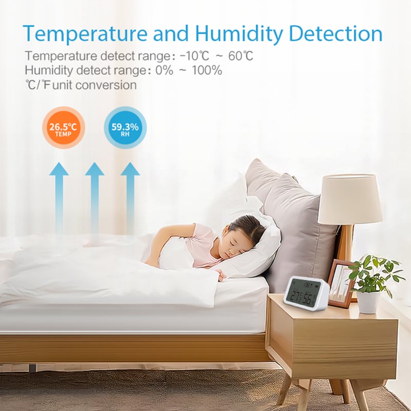 NEO Coolcam Tuya WiFi Smart Temperature and Humidity Sensor Luminance Detector Indoor Hygrometer Thermometer with LCD display - Image 4