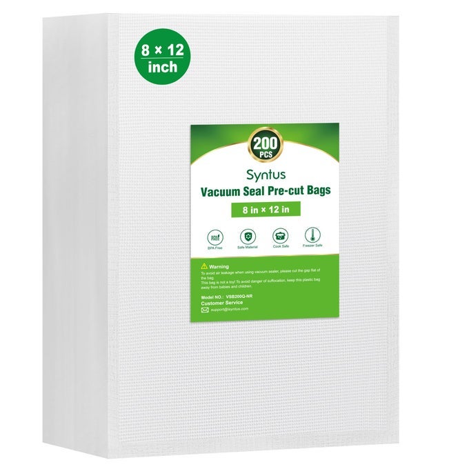VACUUM SEALER BAGS FOR FOOD 200 COUNT QUART 8 X 12 COMMERCIAL GRADE PRECUT BAG BPA FREE FOOD VAC BAGS FOR STORAGE MEAL PREP OR SOUS VIDE