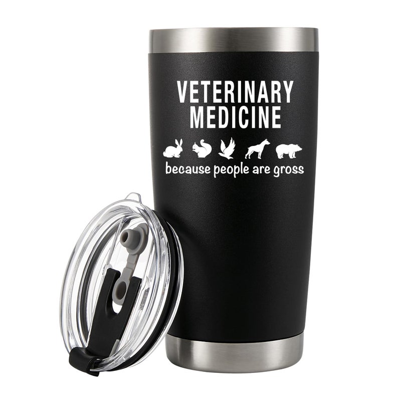Veterinary Medicine Because People Are Gross Vacuum Insulated Stainless Steel Tumbler Veterinarian Gifts Vet Practitioner Animal Doctor Pet Lover Graduation Birthday Christmas Anniversary Mug 20 oz