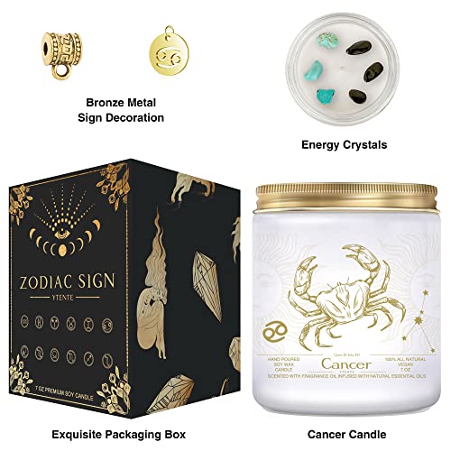 YTENTE Cancer Candles, Cancer Gifts for Women Zodiac Sign Crystals Candles Jar,Astrology Scented Soy Candles for Women Mom Friends Sister Daughter Birthday Mother's Day Gift - Image 2