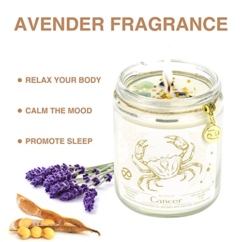 YTENTE Cancer Candles, Cancer Gifts for Women Zodiac Sign Crystals Candles Jar,Astrology Scented Soy Candles for Women Mom Friends Sister Daughter Birthday Mother's Day Gift - Image 4