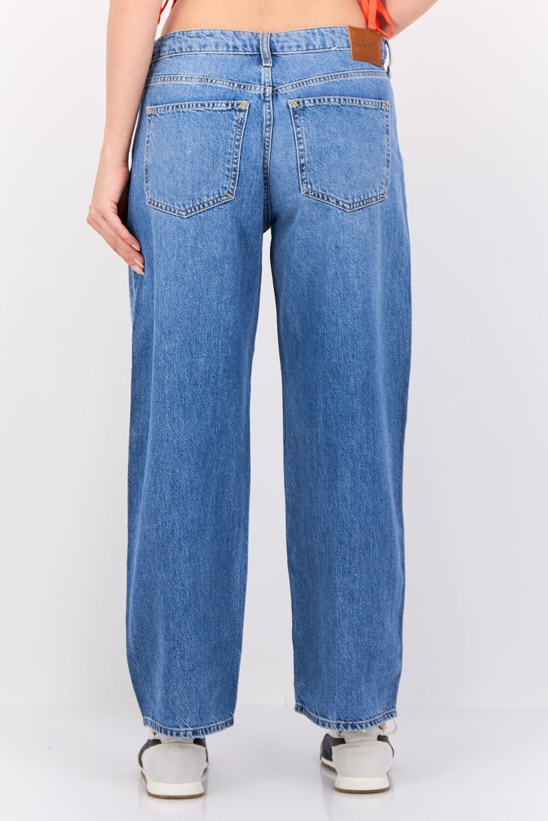 ESPRIT جينز نسائي فضفاض مغسول غير قابل للتمدد بتصميم ريترو، أزرق - Image 4