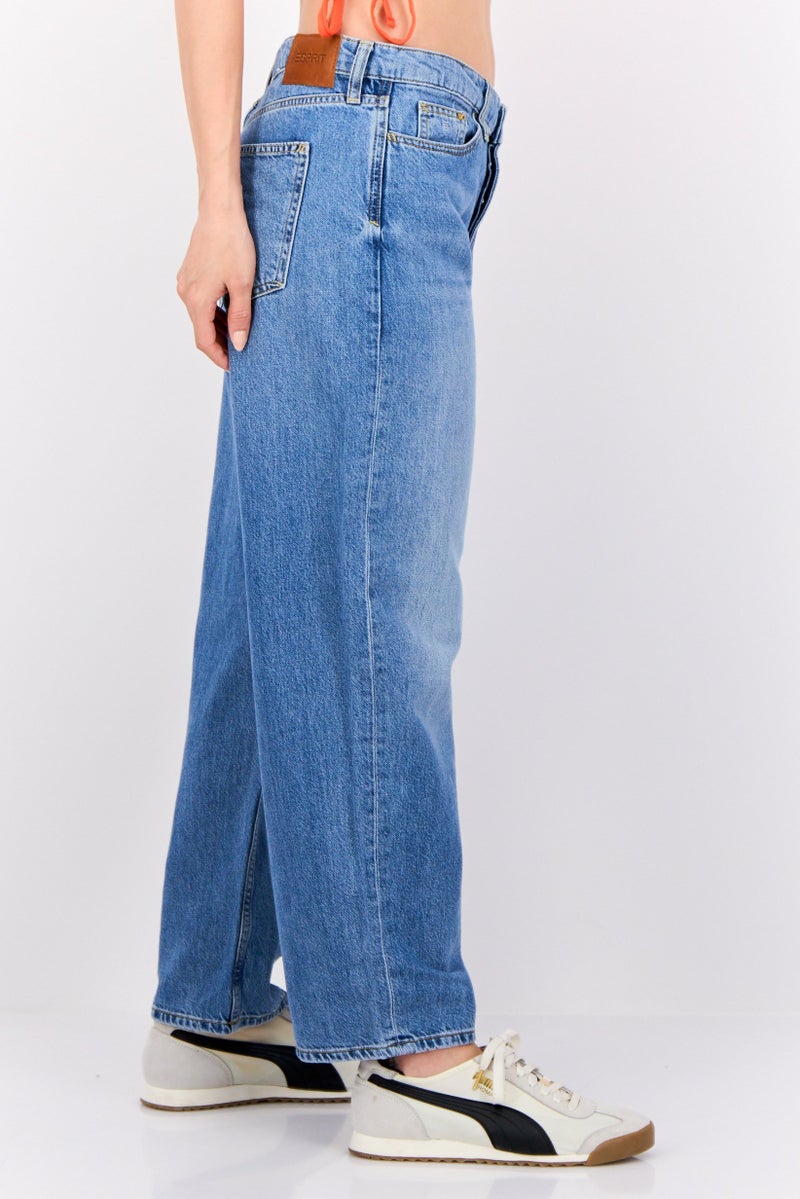 ESPRIT جينز نسائي فضفاض مغسول غير قابل للتمدد بتصميم ريترو، أزرق - Image 3