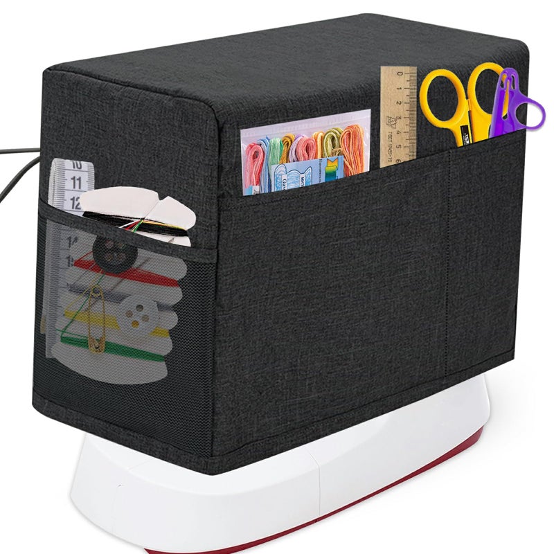 BOHEMIABY Sewing Machine Cover Protective Dust Cover with Storage Pocket and Side Handles Fits Most Standard Machines Printed Sewing Patterns Black - Image 3