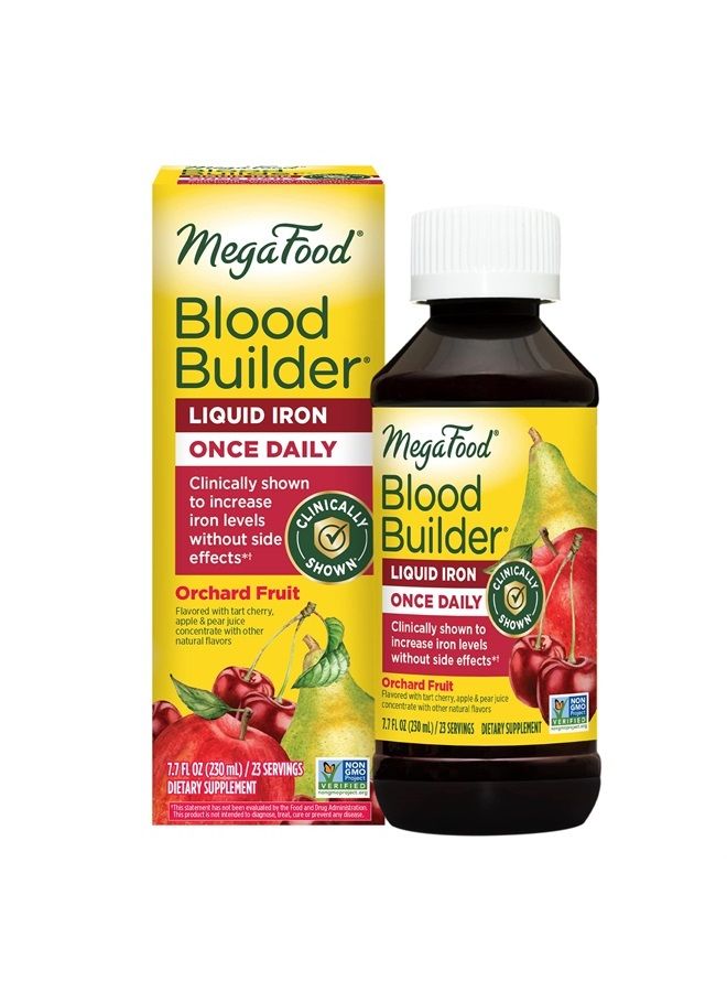 MegaFood Blood Builder Liquid Iron - Iron Supplement with Vitamin B12 - Clinically Shown to Increase Iron Levels without Constipation - Healthy Energy Levels - Non GMO, Vegan - 7.7 Fl Oz (23 servings) - Image 1