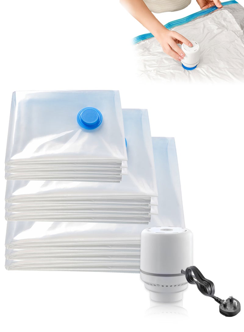 9 Pcs Vacuum Seal Storage Bags with Electric Pump, Reusable Space Saver Bags, Premium Vacuum Storage Bags, Storage Vacuum Sealed Bags for Clothes, Comforters, Blankets, Bedding  - Image 1