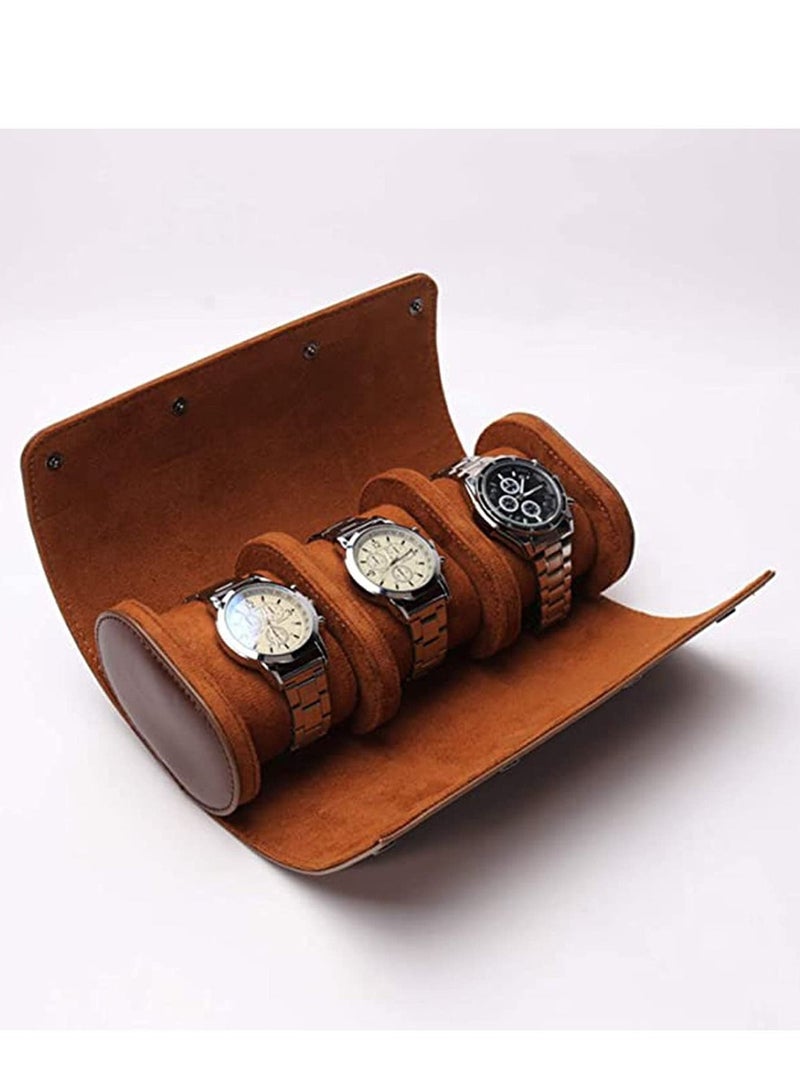 Watch Storage Box Premium 3 Slots PU Leather Roll Travel Case for Men and Women Home Storage, Travel, Display - Image 2
