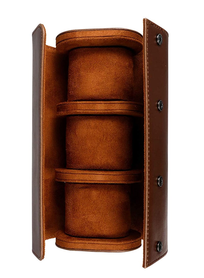 Watch Storage Box Premium 3 Slots PU Leather Roll Travel Case for Men and Women Home Storage, Travel, Display - Image 1