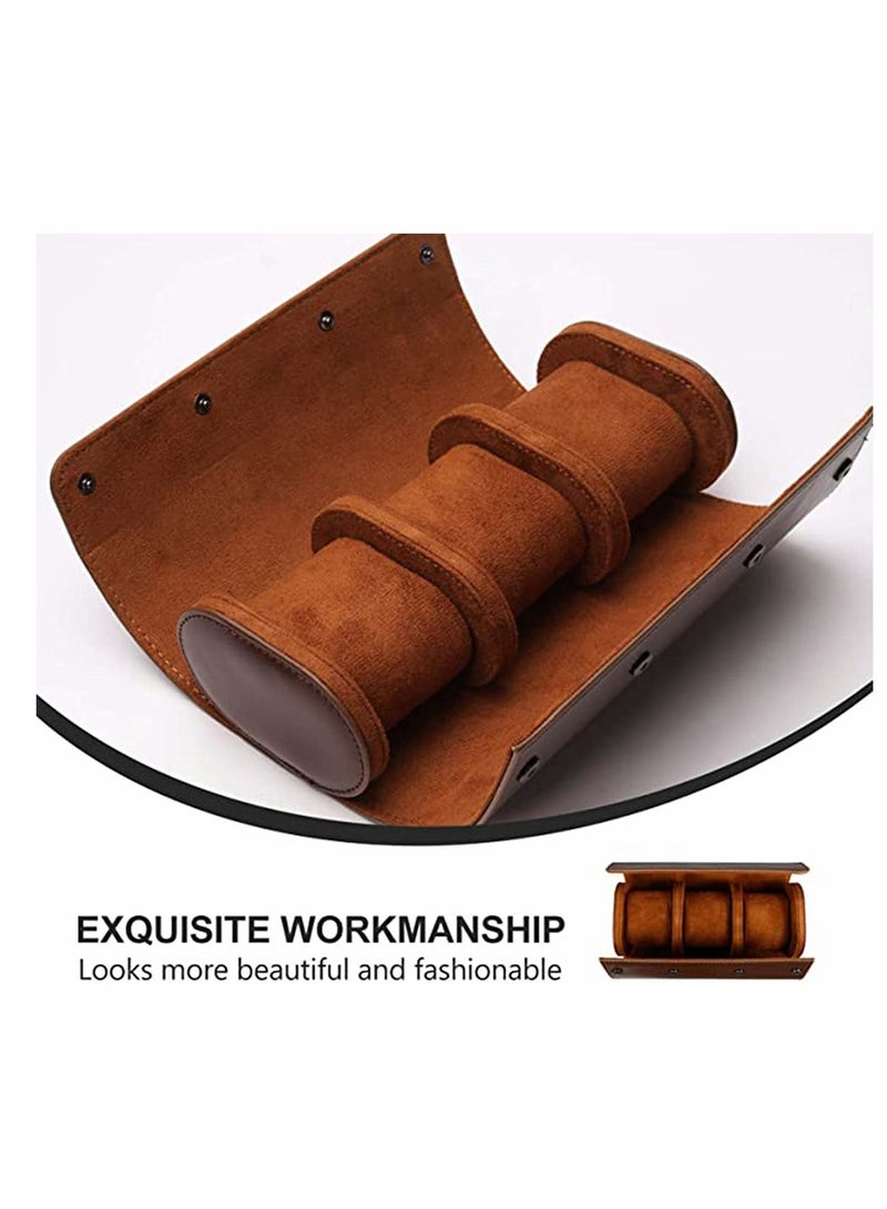 Watch Storage Box Premium 3 Slots PU Leather Roll Travel Case for Men and Women Home Storage, Travel, Display - Image 4