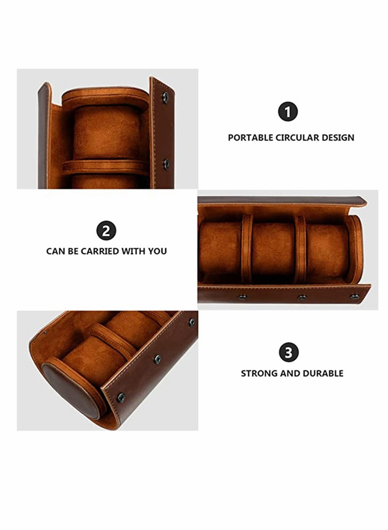 Watch Storage Box Premium 3 Slots PU Leather Roll Travel Case for Men and Women Home Storage, Travel, Display - Image 3