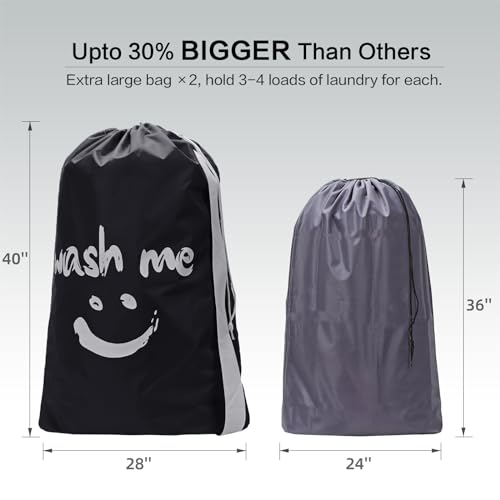 HOMEST 2 Pack XL Wash Me Travel Laundry Bag with Strap, Dirty Garments Organizer, Large Enough to Hold 4 Loads of Clothes, Easy Fit a Hamper or Clothing Basket, Black and Red - Image 3