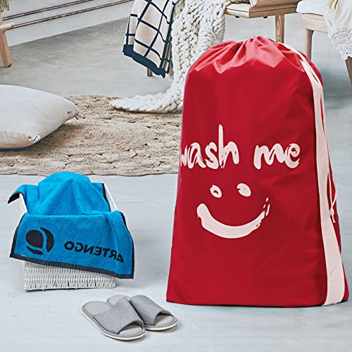 HOMEST 2 Pack XL Wash Me Travel Laundry Bag with Strap, Dirty Garments Organizer, Large Enough to Hold 4 Loads of Clothes, Easy Fit a Hamper or Clothing Basket, Black and Red - Image 2