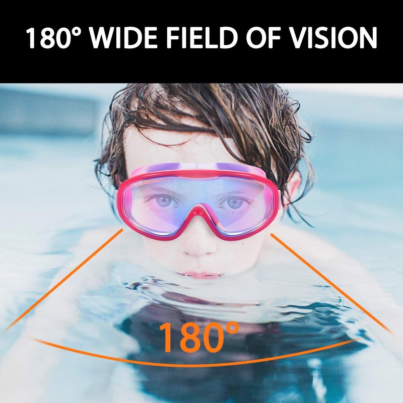 Young4us 2 Pack Kids Swim Goggles, UV Protection, Anti Fog Swimming Glasses for Children from 3 to 15 Years Old, Black/Green & White/Pink/Purple, - Image 4
