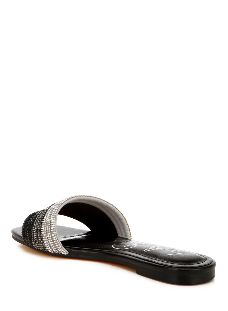 London Rag Black Strap Slip On Flats