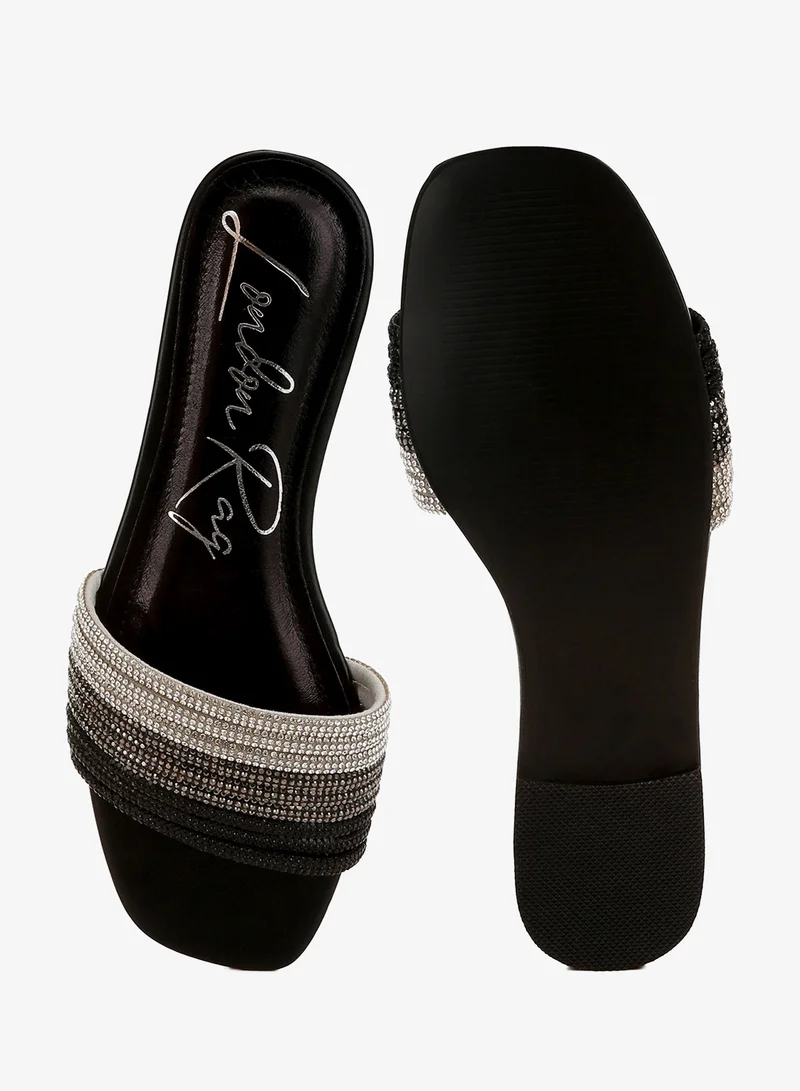 London Rag Black London Rag Women's Rhinestone Strap Slip On Flats in Black for Women | Best Price UAE