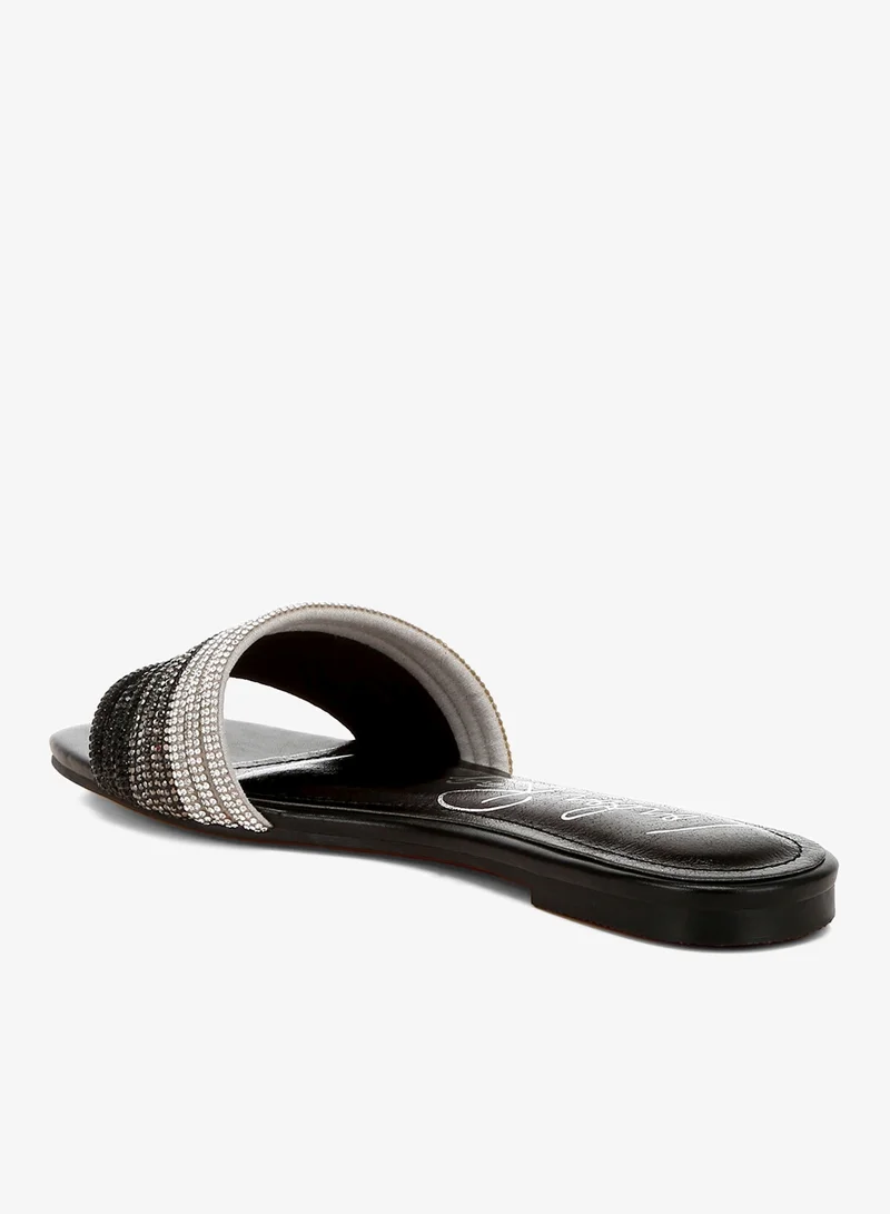 London Rag Black London Rag Women's Rhinestone Strap Slip On Flats in Black for Women | Best Price UAE