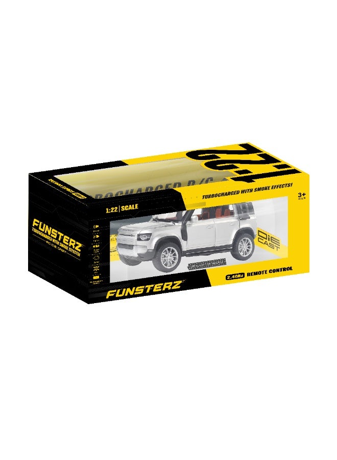 Funsterz 1:22 RC Land Rover Defender – Alloy Body Off-Road Car with Sound, Lights, Spray Mist, Opening Doors, Rechargeable Battery & Full-Function Remote Control - Image 5