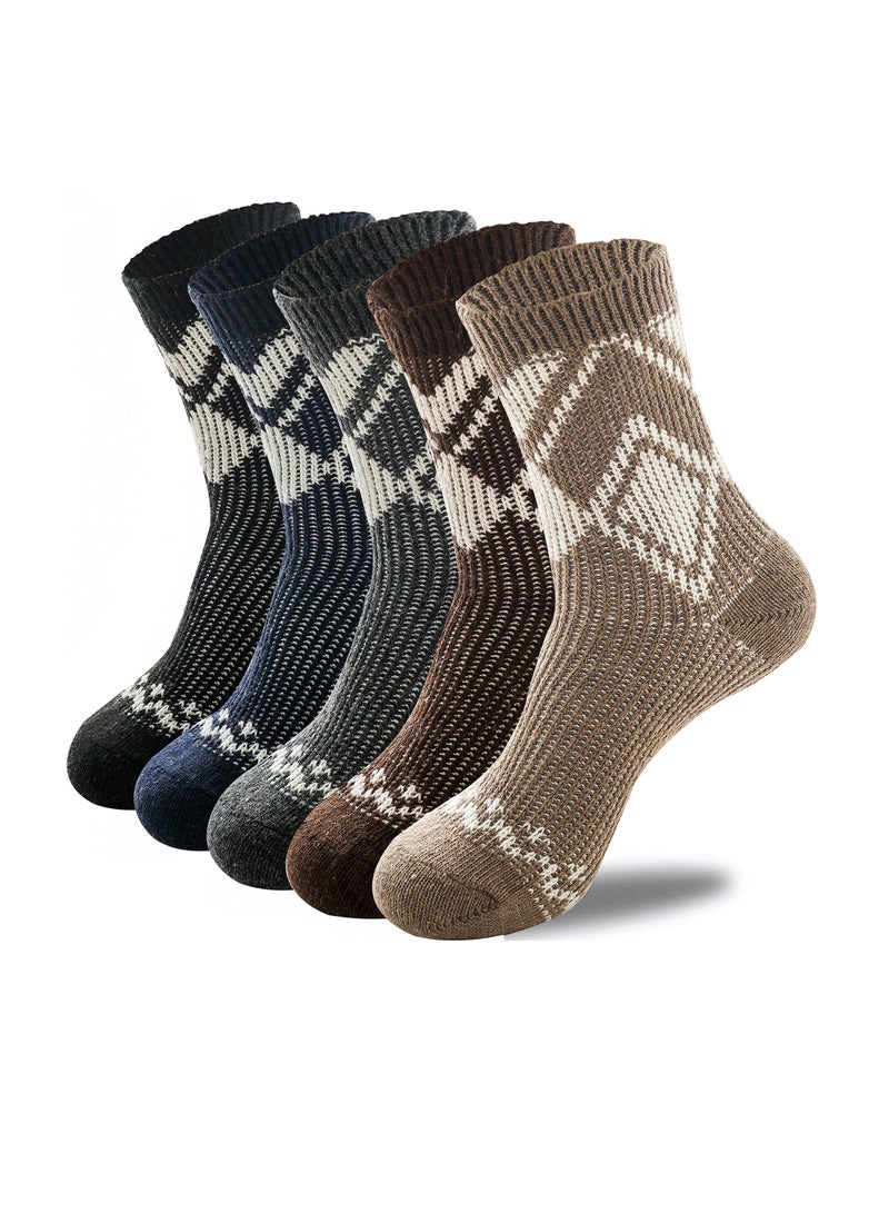 SYOSI Men's Thermal Socks, 5 Pairs Thick Cotton Thermal Socks Men's Winter Soft Walking Hiking Socks Men's Heavyweight Comfort Boot Socks for Cold Weather UK 5-10 - Image 1