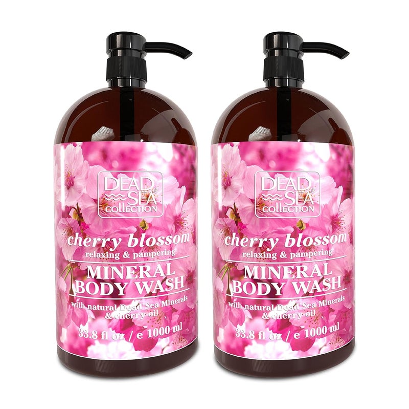 Dead Sea Collection Cherry Body Wash for Women and Men  with Pure Dead Sea Minerals and Cherry Seeds Oil  Cleanses and Moisturizes Skin  Pack of 2 676 fl oz